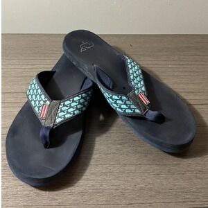 Vineyard Vines Whale Classic Foam Flip Flop Navy Blue Women's Size 9